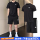 阿迪達(dá)斯（adidas）運(yùn)動(dòng)套裝男 25夏新款舒適透氣圓領(lǐng)短袖T恤休閑五分褲短褲 兩件套 黑/快干短袖+五分褲（帶內(nèi)襯） XL【180-185cm/170-180斤】