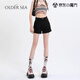 OLDER SEA百搭休閑黑色卷邊牛仔短褲女夏季2025新款高腰緊身辣妹包臀超短褲 黑色 S 85-95斤