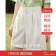 茵曼（INMAN）百搭休閑褲女春夏季舒適高腰遮胯顯瘦A字短褲子 淺杏色 28 