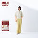 無印良品（MUJI）女式 棉漢麻短袖襯衫 女士襯衣內(nèi)搭上衣 25年夏季女裝 BCD90C5S 象牙色 S (155/80A)
