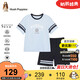 暇步士（Hush Puppies）童裝男童套裝25夏大童美式休閑短袖T恤兒童運動短褲 冰晶藍  170 