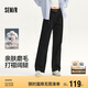 森馬（Semir）休閑褲女純棉打褶闊腿褲腰帶秋復(fù)古磨毛長褲顯腿長101524127005A