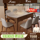 上林春天巖板餐桌中古風(fēng)實(shí)木餐桌可伸縮飯桌家用餐桌椅組合小戶(hù)型餐廳家具 胡桃色/亮光意大利灰抗菌巖板/八角椅 1.35m 一桌六椅【升級(jí)四軌】