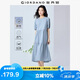 佐丹奴棉麻連衣裙女夏季亞麻文藝風(fēng)圓領(lǐng)泡泡袖蛋糕裙05465323