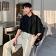 HUALUNDESIGN夏季新中式男裝2025高級感襯衫男款韓版oversize短袖休閑襯衣男生 黑色 L