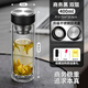 明徽（MINGHUI）水杯男士茶杯雙層玻璃杯泡茶耐熱防爆耐高溫茶水分離大容量杯子 商務(wù)黑【雙層隔熱 可車載】 400ml 【高硼硅玻璃 不銹鋼回流蓋】