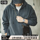 馬登工裝 美式復(fù)古搖粒絨連帽衛(wèi)衣男春季加絨保暖休閑打底衫疊穿外套 深灰色 XL