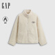 Gap女裝2025秋季新款貼布繡logo仿羊羔絨寬松拉鏈立領外套843660 米色 L (170/92A) 亞洲尺碼