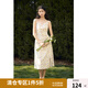 獨(dú)束大碼女裝水彩花卉吊帶裙夏裝新款浪漫碎花氣質(zhì)遮肉吊帶連衣裙 模糊水彩 2XL (尺碼：4)