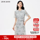 BUOUBUOU竹韻桃花2025春夏新品假兩件高腰網(wǎng)紗刺繡印花連衣裙女 淺綠G40 XL