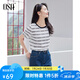 OSA復(fù)古提花立體蕾絲T恤女2025夏季新款減齡休閑通勤短袖上衣薄款 黑白條 L