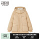 Teenie Weenie小熊女裝簡(jiǎn)約風(fēng)連帽羽絨服女冬季拼接時(shí)尚大口袋外套 卡其色 M (165)