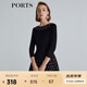 PORTS寶姿 商場(chǎng)同款新品女裝中袖印花針織連衣裙SL8K260KKY002 黑-漣漪粉混色 M