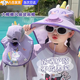 風(fēng)扇帽兒童遮陽帽兒童防曬帽夏季遮陽披肩大帽檐太陽帽護(hù)頸披肩帽 兒童風(fēng)扇帽【紫色】