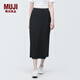 無印良品（MUJI）女式 彈力羅紋編織 裙子 長半身裙女款 BB2PGA4S 黑色 S 155/62A