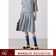 PLAIN PEOPLE學(xué)院輕通勤格紋A字百褶裙半身裙女灰藍(lán)色2025夏季新款 灰藍(lán) M