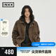 英克斯（inxx）ALLPICK 潮牌復(fù)古美拉德擦色風(fēng)皮棉服男女同款港風(fēng)機(jī)車服夾克 咖啡色 S