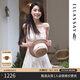 歌力思（ELLASSAY）博主同款25夏季新款歐若風(fēng)印花可調(diào)節(jié)吊帶連衣裙女EWB362Y05100 駝混搭 XS
