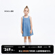 little MO&Co.童裝夏裝女童兒童裙子蝴蝶結(jié)公主無袖背心牛仔連衣裙 牛仔藍色2 130 130/64