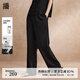 播設計感褶皺休閑褲2024夏季新款梨型身材時髦直筒褲DDR2KD5684 K40玄黑 L