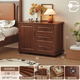 小米豬美式斗柜臥室收納柜子靠墻五斗柜房間置物柜客廳復古儲物柜五斗櫥 80CM深胡桃色 一門(mén)三抽 組裝
