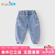 優(yōu)奇女童褲子春秋兒童牛仔褲2024秋季新款女寶寶秋裝哈倫潮酷穿搭休閑