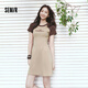 森馬（Semir）【連衣裙合輯】夏天女法式慵懶風(fēng)裙子復(fù)古學(xué)院風(fēng)針織裙雪紡碎花裙 U款插肩袖針織裙-咖色調(diào)00355 XL