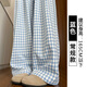 FSHE藍(lán)色格子褲子女春夏2025新款高腰休閑顯瘦格紋褲小個(gè)子直筒闊腿褲 藍(lán)色 常規(guī) S