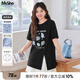 MsShe【重工釘珠&原創(chuàng)印花】大碼女裝2025夏季胖mm長(zhǎng)款短袖T恤女 黑色現(xiàn)貨 6XL