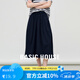 百家好（Basic House）Basic House/百家好高腰拼接闊腿褲女夏季新款設(shè)計(jì)感寬松休閑裙褲 藏青色 S