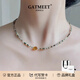 GATMEET敦煌系天然石項鏈女串珠飾品國風彩色多巴胺疊戴鎖骨鏈夏季送女友 落日天然石項鏈 生日紀念日禮物