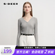 S.DEER【新】圣迪奧女裝簡(jiǎn)約修身基本款開衫針織衫S232Z3514 淺灰/57 L (170)