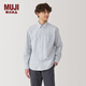 無印良品（MUJI）男式 水洗牛津 紐扣領(lǐng) 長袖襯衫 男士襯衣外套 AC4AAC5S 深藏青色條紋 XL (180/104A)
