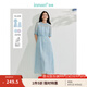 茵曼（INMAN）法式皺感花邊女裝連衣裙套裝2025夏季新品泡泡袖a字長(zhǎng)裙子 淺藍(lán)色 M