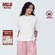 無印良品（MUJI）女式 條紋 圓領(lǐng)短袖T恤 上衣打底衫女款內(nèi)搭女裝女士 淺灰色條紋 M (160/84A)