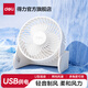 得力小風(fēng)扇桌面小型學(xué)生宿舍usb充電風(fēng)扇便攜式靜音辦公室桌上迷你電扇大風(fēng)力夾式手持床上長(cháng)續航車(chē)載 兩檔風(fēng)速-立式5寸-晶瑩白