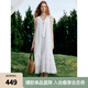 ELLE【明星同款】拾貝少女海軍領(lǐng)連衣裙女2025夏季新款減齡小白裙 白色 M