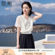 香影法式v領(lǐng)針織衫女2025夏季新款蕾絲拼接米白色正肩泡泡袖上衣 米白 S 155/80A/85-95斤