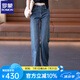 羅蒙（ROMON）闊腿牛仔褲女2025新款薄款長褲高腰遮胯梨形身材女褲夏季直筒褲女 藍(lán)色 S  26