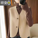 葭安秋冬加厚新款羊毛馬甲毛呢馬甲女短款秋冬新款無(wú)袖坎肩呢子外套 杏色 2XL 128-138斤