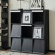 小四實(shí)木書(shū)柜自由組合柜格子柜客廳黑色玄關(guān)柜收納靠墻小邊柜落地斗柜 九格翻門(mén)柜 經(jīng)典黑實(shí)木多層