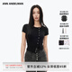 ANN ANDELMAN官方直營(yíng)不對稱(chēng)短袖修身小開(kāi)衫短袖修身毛針織外套女 黑色 S