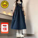 G.DUCKKIDS童裝女童夏裝連衣裙2025新款韓版兒童裙子女孩短袖襯衫時(shí)髦背帶裙 套裝 160 建議150-160cm12-13歲