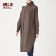 無印良品（MUJI）女式  天竺 高領(lǐng)連衣裙 女裝長袖裙子冬季 W9AA875 深咖啡色 M-L （165/88A）