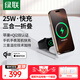 綠聯(lián)Qi2+MFi認(rèn)證適用蘋果三合一無(wú)線充電器MagSafe磁吸快充支架25/15W/iPhone16/AppleiWatch手表耳機(jī)