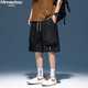 MMOPTOP美式冰絲多口袋工裝短褲夏季男薄款速干運動(dòng)五分褲M(mǎn)DK07黑色2XL