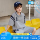 ASK JUNIOR套裝男童2025夏透氣學(xué)院風(fēng)polo衫寬松運(yùn)動(dòng)短褲兩件套 灰色 170 