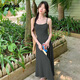 MJ STYLE吊帶連衣裙女2025夏季新款優(yōu)雅氣質(zhì)性感收腰顯瘦修身度假風(fēng)長裙