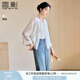 香影新中式輕國風(fēng)薄款外套女2025夏裝新款刺繡小個(gè)子盤扣開衫上衣 米白 S 155/80A/85-95斤
