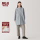 無(wú)印良品（MUJI）Labo 女式 桑蠶絲混 束腰長(zhǎng)上衣 襯衫 外套 秋冬季款A(yù)F033C4A 淺灰色條紋 XL (165/92A)